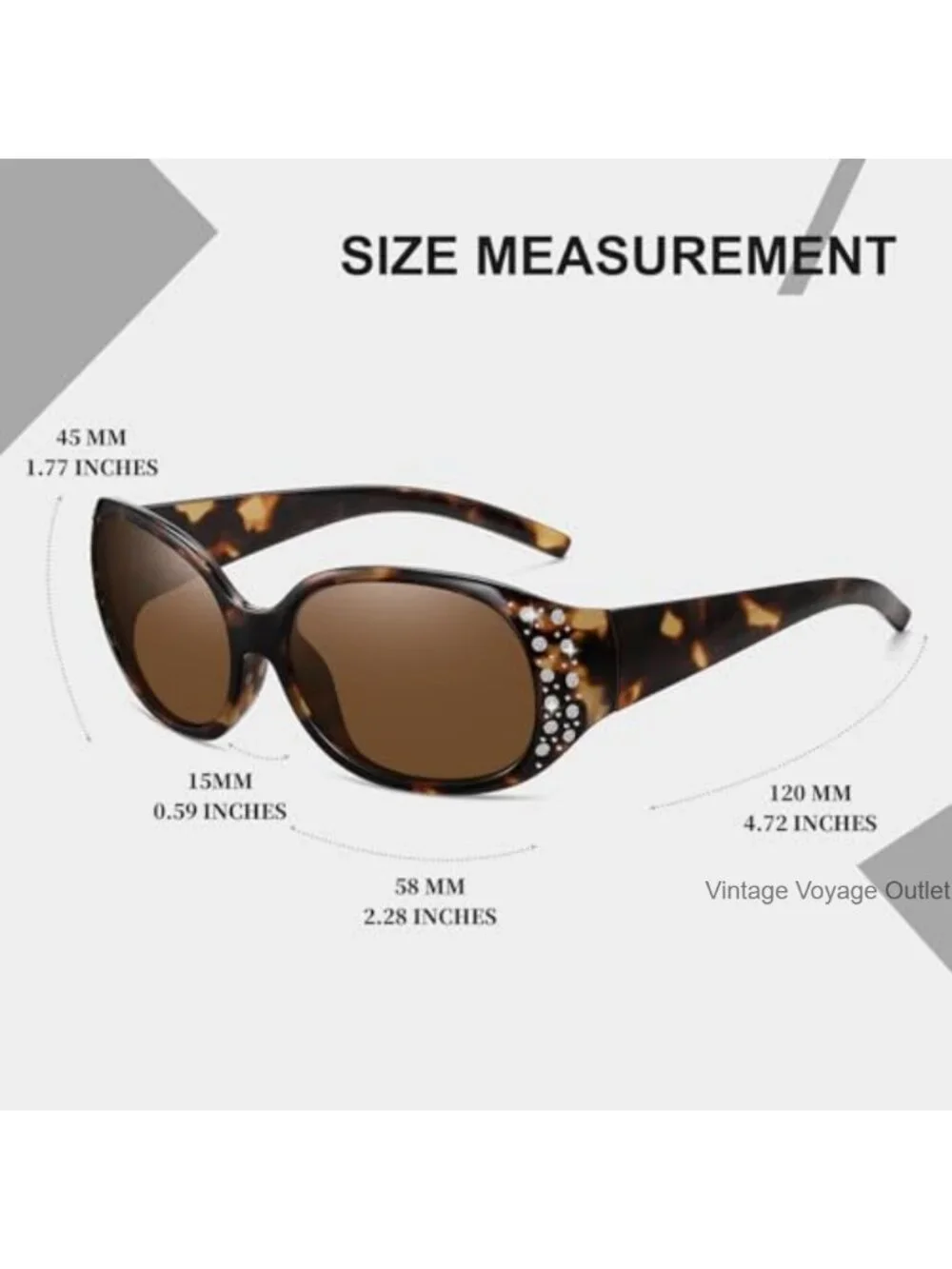 Women's Polarized Wrap Around Sunglasses with Rhinestones UV400 Protection Oval